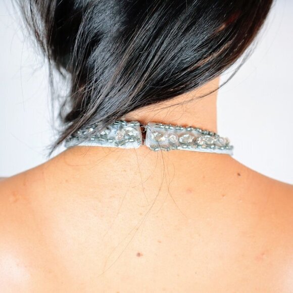 NWT Tiffany Designs Silver Floral Sequin Formal Gown $665 - Picture 12 of 12